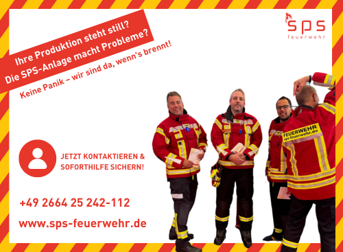 SPS Feuerwehr Kollegen von blue automation als Feurwehrleute