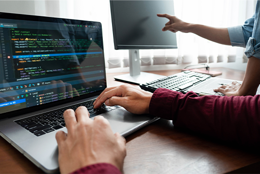 People working on a PC